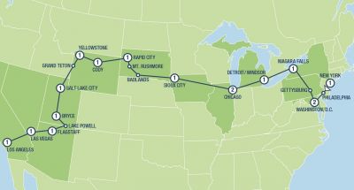 Map showing the Tour regions